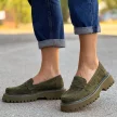 Skórzane khaki mokasyny damskie, loafersy FILIPPO DP4586/23