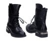 Czarne trapery, botki damskie NAVY DOT 60004