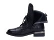 Czarne trapery, botki damskie NAVY DOT 60004
