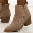 Beżowe jesienne botki damskie, kowbojki S.Barski 52-538
