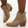 Beżowe jesienne botki damskie, kowbojki S.Barski 52-538