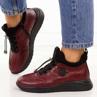 Bordowe skórzane botki damskie Filippo Dbt7168/25