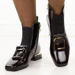 Czarne lakierowane skórzane botki damskie na obcasie DiA 52-216