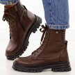 Brązowe skórzane botki damskie na traperze T.Sokolski Z25-345