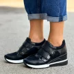 Czarne sneakersy, półbuty damskie na koturnie na rzepy POTOCKI 12118