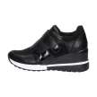 Czarne sneakersy, półbuty damskie na koturnie na rzepy POTOCKI 12118