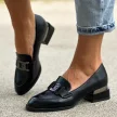 Czarne półbuty damskie na obcasie VINCEZA 58162 BK PU