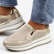 Złote skórzane sneakersy damskie S.BARSKI 29047