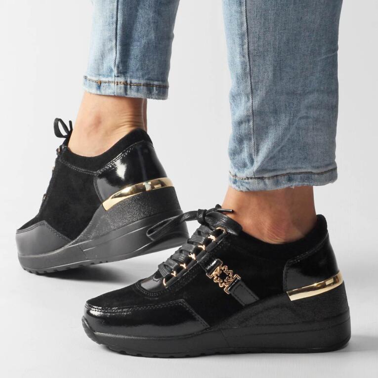 Sneakersy damskie S.BARSKI 94865 BK/BK SKÓRA