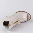 Złote skórzane POLSKIE botki damskie, sandały na słupku DEONI D521