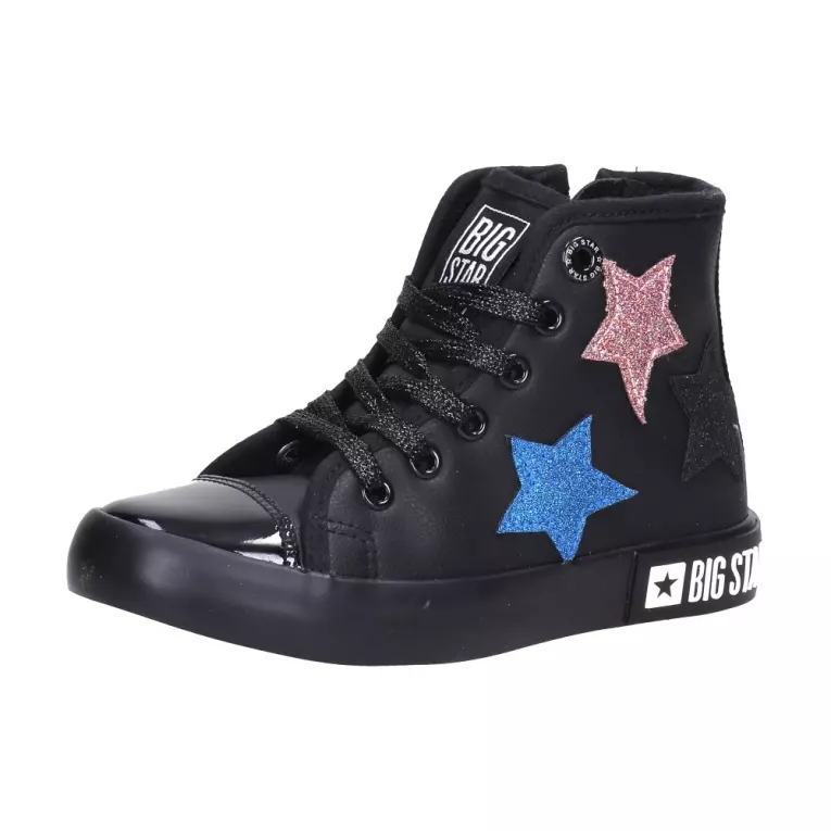 Czarne wysokie trampki dziecięce ze skóry eko BIG STAR II374028