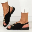 Czarne płaskie sandały damskie S.Barski 058