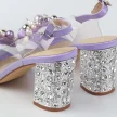 Fioletowe silikonowe sandały damskie na słupku z ozdobą, transparentne DiA 1037-17