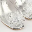 Srebrne silikonowe sandały damskie na szpilce z kryształami, transparentne SABATINA T1014-B