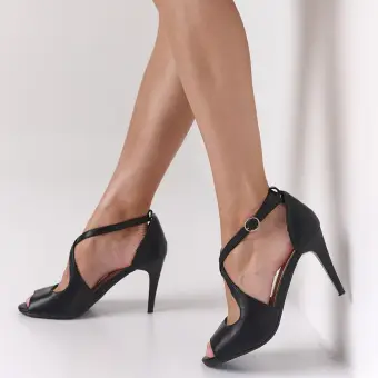 Czarne sandały damskie Sergio Leone Sk429 Szpilka