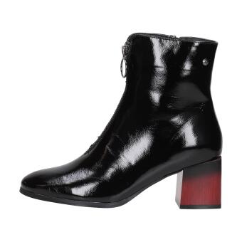 Czarne lakierowane botki damskie na obcasie Potocki 12094x Bkp