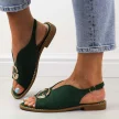 Zielone płaskie sandały damskie S.Barski 058