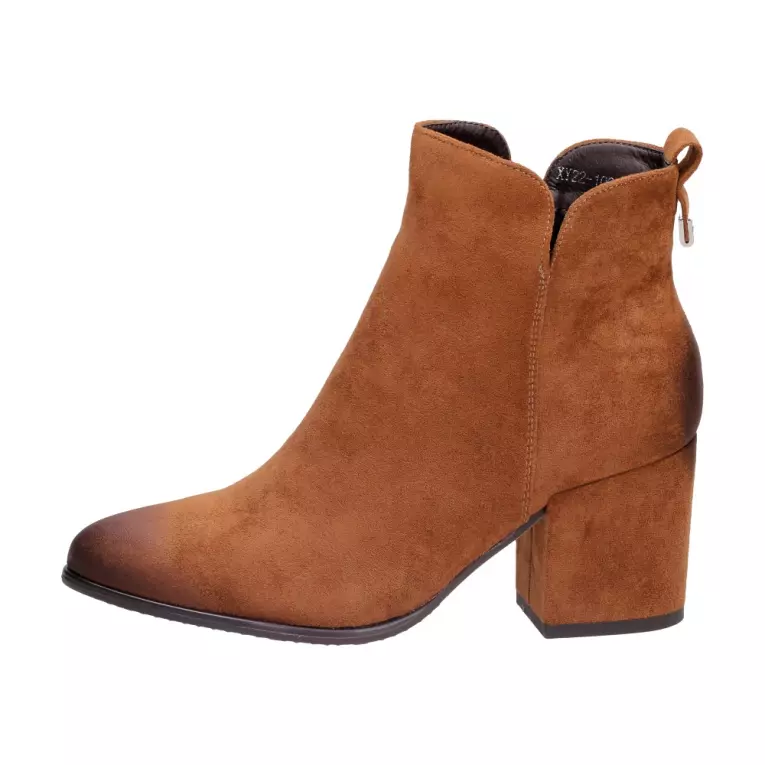 Botki damskie na obcasie VINCEZA 10620 CAMEL
