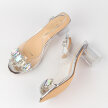 Srebrne silikonowe sandały damskie na słupku z kryształami, transparentne DiA 1037-42