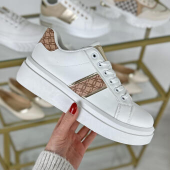 Biało sneakersy damskie na platformie ID69