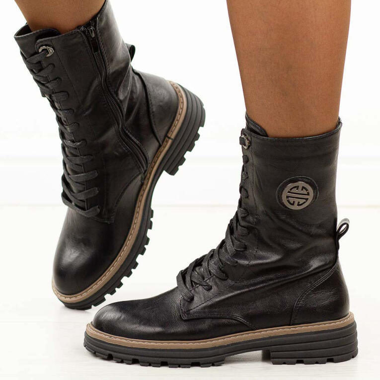 Czarne wysokie botki damskie na traperze Jezzi Asa259-10