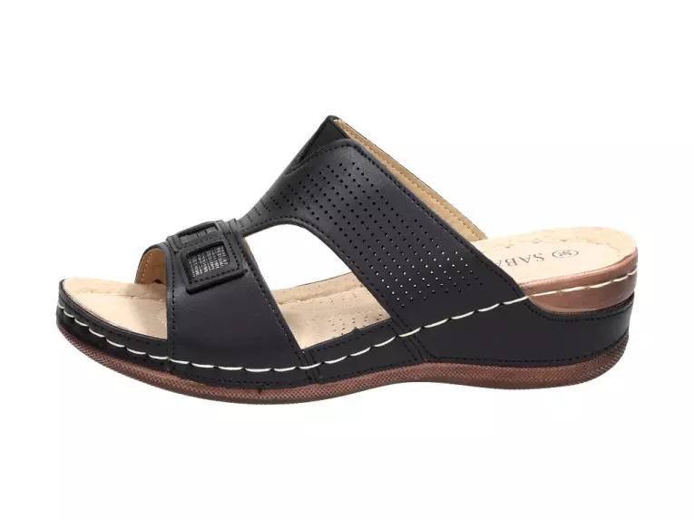 Czarne klapki, buty damskie Sabatina 14401