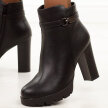 Czarne botki damskie na słupku Potocki 11331