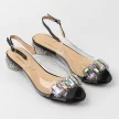 Czarne silikonowe sandały damskie na obcasie z kryształami, transparentne DiA 1037-11