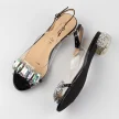 Czarne silikonowe sandały damskie na obcasie z kryształami, transparentne DiA 1037-11