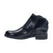 Czarne botki damskie SERGIO LEONE BT400 LAKIER KROKODYL