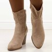 Beżowe jesienne botki damskie, kowbojki S.Barski 52-514