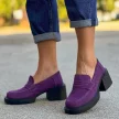 Fioletowe skórzane mokasyny damskie, loafersy FILIPPO DP4685/23