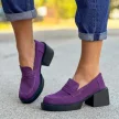 Fioletowe skórzane mokasyny damskie, loafersy FILIPPO DP4685/23