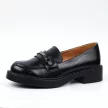 Czarne PU loafersy damskie mokasyny Potocki 12122