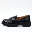 Czarne PU loafersy damskie mokasyny Potocki 12122