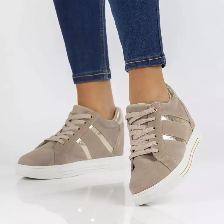 Beżowe skórzane sneakersy damskie FILIPPO DP3549/22