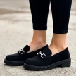 Czarne zamszowe loafersy damskie mokasyny SERGIO LEONE BT196