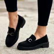 Czarne zamszowe loafersy damskie mokasyny SERGIO LEONE BT196
