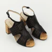 Czarne ażurowe lekkie sandały damskie na słupku SABATINA 102-6