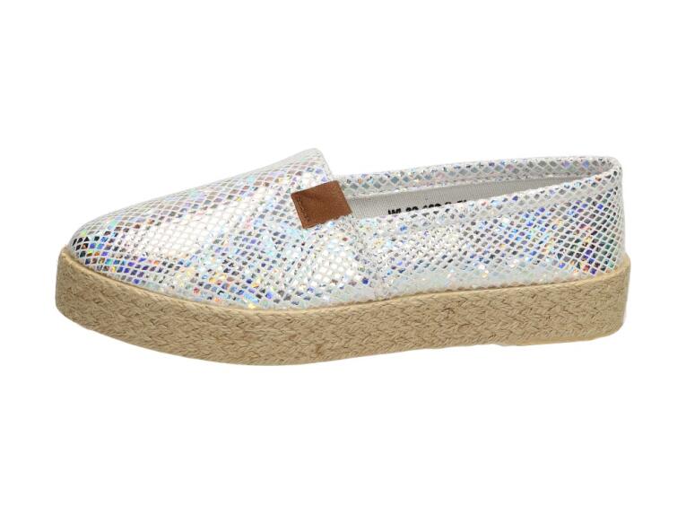 Slip On Srebrne tenisówki damskie Wishot 182