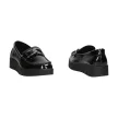 Czarne lakierowane mokasyny damskie na platformie, loafersy SERGIO LEONE PB757