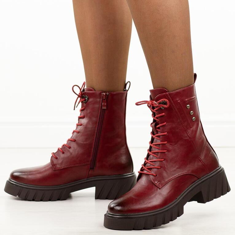 Brązowe zimowe botki damskie na traperze M.Daszyński 2502-4