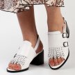 Białe skórzane sandały damskie na obcasie La.Fi 052W-QN