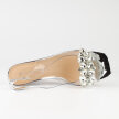 Srebrne silikonowe sandały damskie na słupku z kryształami, transparentne POTOCKI 16016