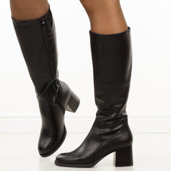 Czarne skórzane kozaki damskie na słupku Sergio Leone Kz25269S