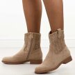Beżowe wiosenne zamszowe ażurowe botki damskie S.Barski 52-530