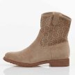 Beżowe wiosenne zamszowe ażurowe botki damskie S.Barski 52-530