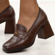 Brązowe mokasyny damskie na słupku Potocki 12710