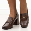 Brązowe mokasyny damskie na słupku Potocki 12710