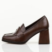 Brązowe mokasyny damskie na słupku Potocki 12710